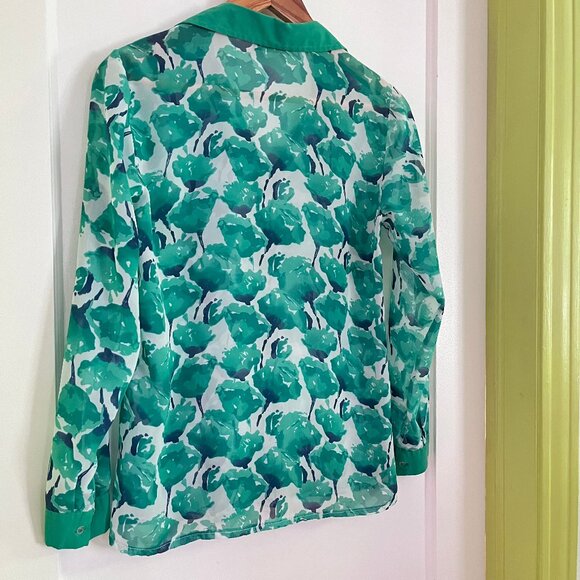 Vintage Green Floral Button-Down Shirt - Picture 3 of 7